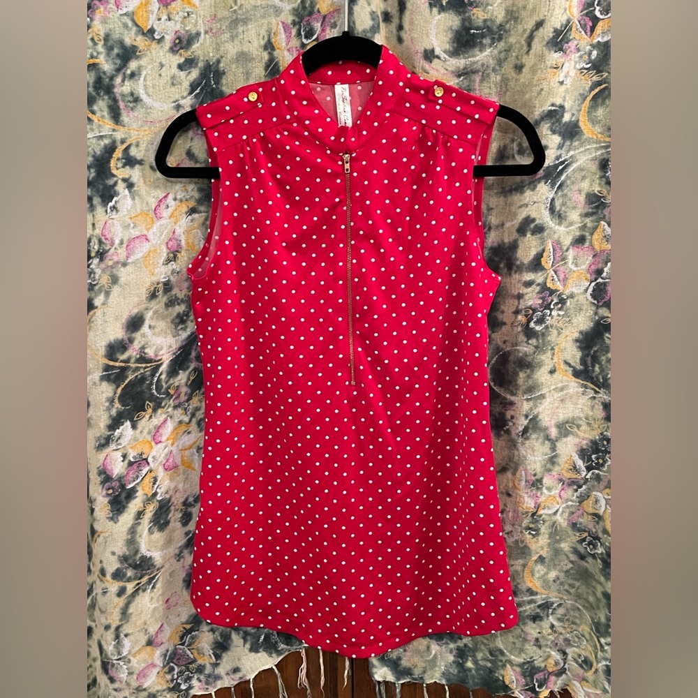 Polka Dot Sleeveless Blouse